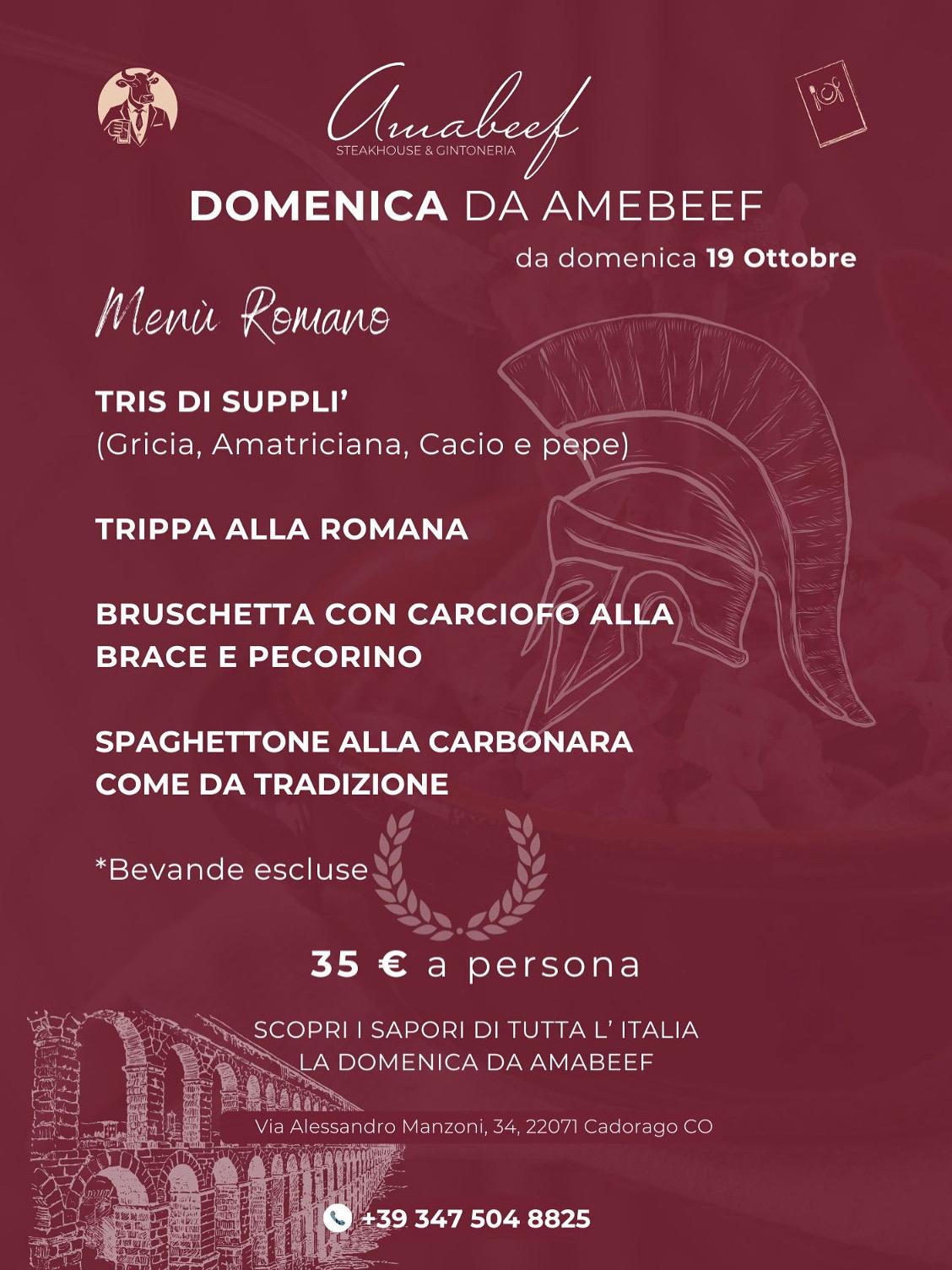 Offerta Amabeef menu romano da Ottobre 2025